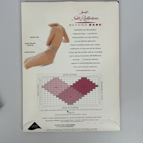 Lot of 2 Hanes Silk Reflectins Control to pantyhose sandalfoot Size EF - Picture 3 of 3